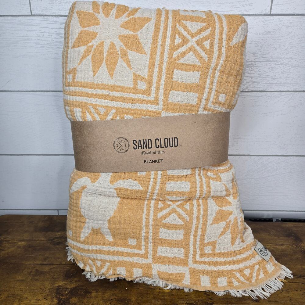 Sandcloud Party Blanket HUGE 90x90" Sunshine Turtle Turkish Cotton NEW